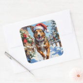 Sticker Carré Australian Cattle Dog Red Heeler Christmas (Enveloppe)