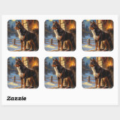 Sticker Carré Australian Kelpie With Christmas Lights Holiday (Feuille)