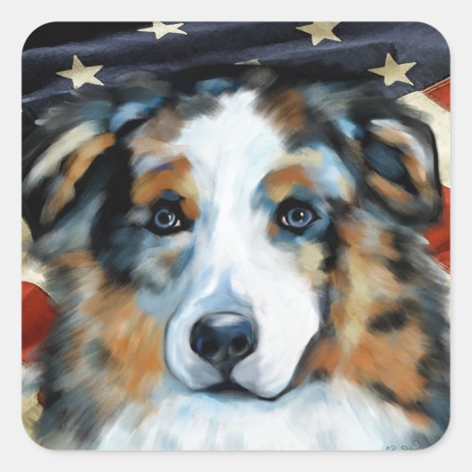 STICKER CARRÉ AUSTRALIAN SHEPHERD (Devant)
