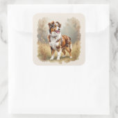 Sticker Carré Australian Shepherd Dog Red Merle Aussie (Sac)