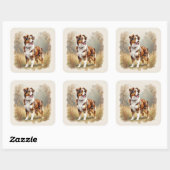 Sticker Carré Australian Shepherd Dog Red Merle Aussie (Feuille)