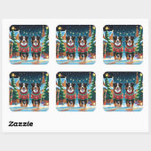 Sticker Carré Australian Shepherd Dogs Christmas Snow Holiday (Feuille)