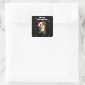 Sticker Carré Australian Shepherd Merry Christmas Winter (Sac)