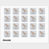 Sticker Carré Australie Cute Kangaroo Doodle Kids Boplate (Feuille)