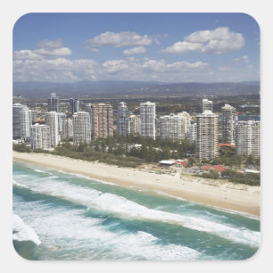 Sticker Carré Australie, Queensland, Gold Coast, Main Beach -