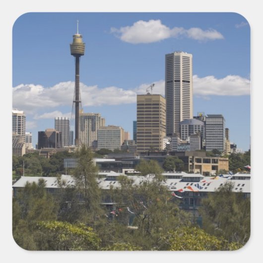 Sticker Carré Australie, Sydney, Potts Point. Horizon de Sydney. (Devant)