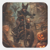 Sticker Carré Australien Kelpie équitation moto Halloween (Devant)