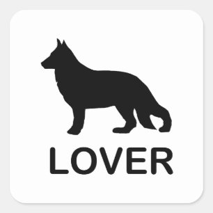 Sticker Carré Auteur berger allemand avec silhouette