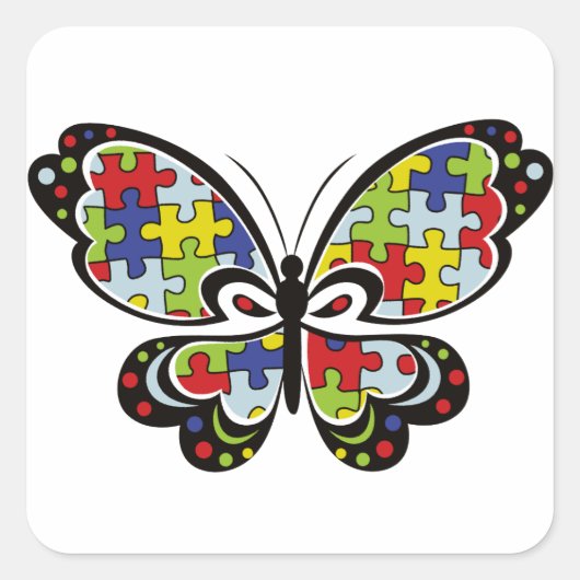 Sticker Carré Autism Awareness Butterfly (Devant)