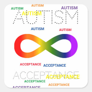 Sticker Carré Autisme Acceptation points infinis