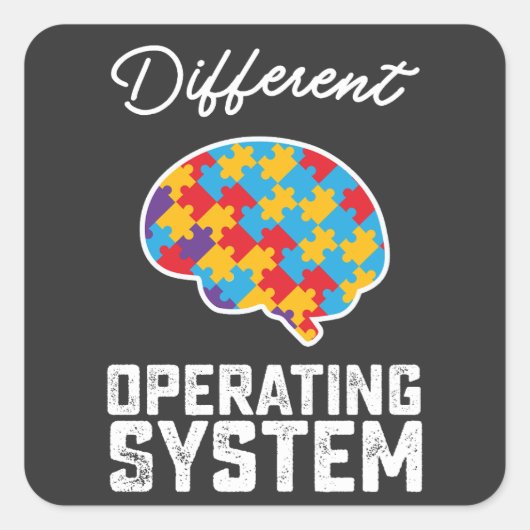 Sticker Carré Autisme Système d'exploitation différent Neurodive (Devant)