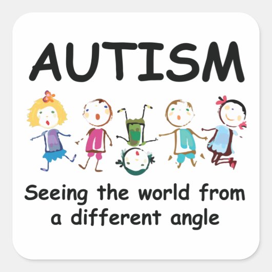 Sticker Carré Autisme...voir le monde sous un angle différent (Devant)