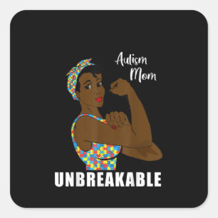 Sticker Carré Autiste Autism Mom Unbrezzle Piece