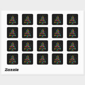 Sticker Carré Autiste | Autisme Puzzle Pièce Arbre de Noël (Feuille)