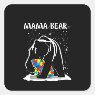 Sticker Carré Autiste Mama Oear Autisme Puzzle Pièce Snowflake