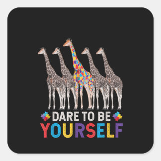 Sticker Carré Autistic|Oser être différent Giraffe Puzzle Pièce