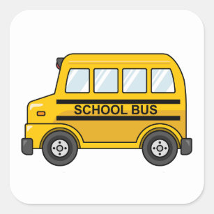 Sticker Carré Autobus scolaire jaune et noir de bande dessinée