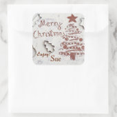 Sticker Carré Autocollants-cadeaux de Noël personnalisés (Sac)