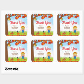 Sticker Carré Automne Automne Boy Scarecrow Anniversaire Merci (Feuille)