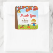 Sticker Carré Automne Automne Boy Scarecrow Anniversaire Merci (Sac)