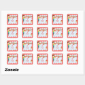 Sticker Carré Automne Automne Pomme cueillir Brunette Garçon Ann (Feuille)