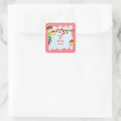 Sticker Carré Automne Automne Pomme cueillir Brunette Garçon Ann (Sac)