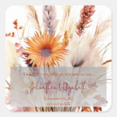 Sticker Carré Automne Boho Floral Wedding Favor | BLANCHE (Devant)