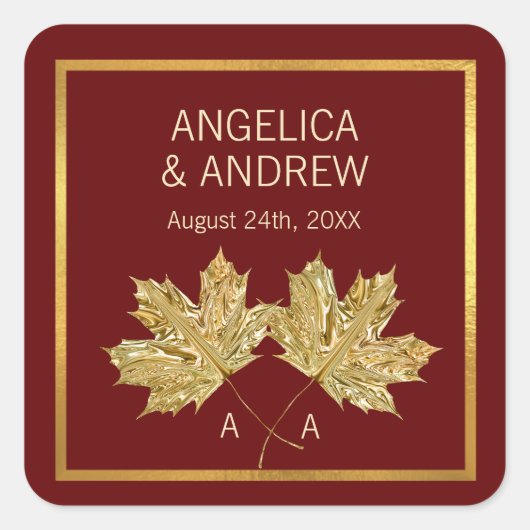 Sticker Carré Automne Bourgogne d'automne Mariage Maple Leaf (Devant)