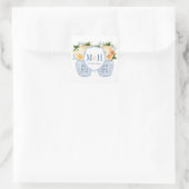 Sticker Carré Automne Chinoiserie Monogramme Mariage Faveur (Sac)