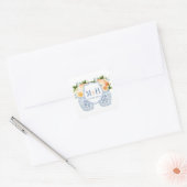 Sticker Carré Automne Chinoiserie Monogramme Mariage Faveur (Enveloppe)