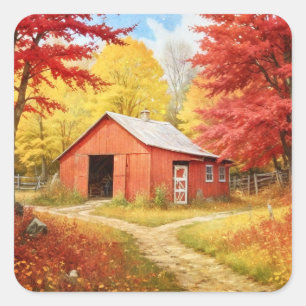 Sticker Carré Automne dans le pays