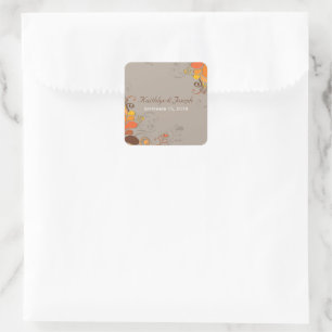 Sticker Carré Automne Déco Flore Mariage de feuillage