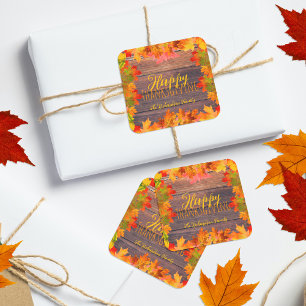 Sticker Carré Automne Feuilles D'Automne Sur Le Bon thanksgiving