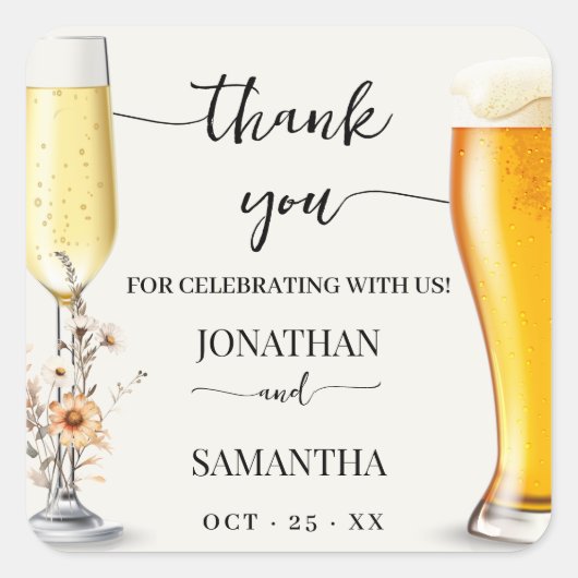 Sticker Carré Automne Fleur sauvage Bubbles & Brews Merci douche (Devant)