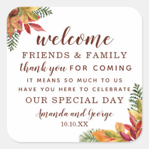 Sticker Carré Automne Mariage d'automne en faveur personnalisée