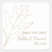 Sticker Carré Automne Oak Leaf Wedding Enregistrer la date (Devant)