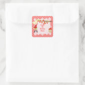 Sticker Carré Automne Pomme cueillir Blonde fête d'anniversaire (Sac)