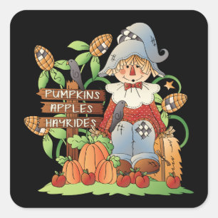Sticker Carré Automne Scarecrow Marques saisonnières