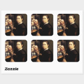 Sticker Carré Autoportrait à l'Easel (Feuille)