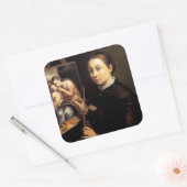 Sticker Carré Autoportrait à l'Easel (Enveloppe)