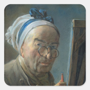 Sticker Carré Autoportrait avec un chevalet, c.1775-79
