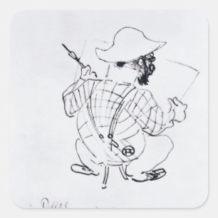 Sticker Carré Autoportrait de Henri De Toulouse-Lautrec  , 1896