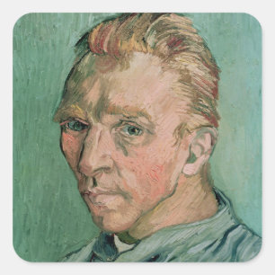 Sticker Carré Autoportrait de Vincent van Gogh , 1889