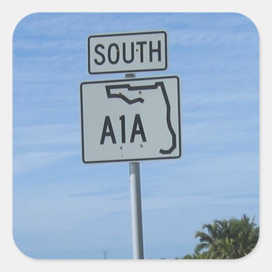 Sticker Carré Autoroute A1A Signe sud dans Key West Photo (Devant)