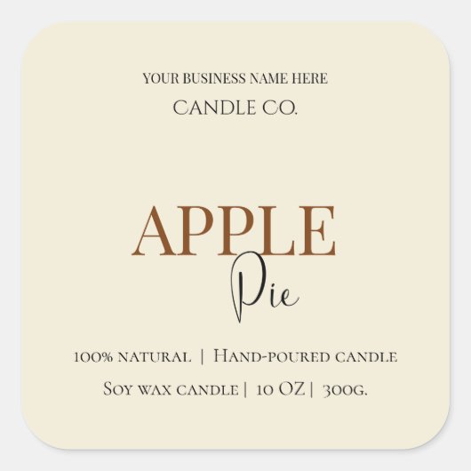 Sticker Carré Autumn Blessing Apple Pie | Fall Candle Label (Devant)