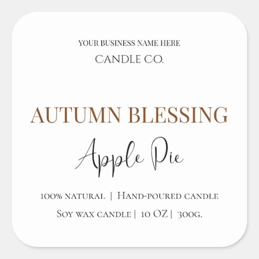 Sticker Carré Autumn Blessing Apple Pie | Fall Candle Label  (Devant)