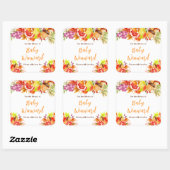 Sticker Carré Autumn Fall Harvest Baby Shower Bookplate (Feuille)