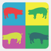 Sticker Carré aux cochons colorés (Devant)