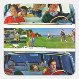 Sticker Carré Avant, pendant et après le pique-nique