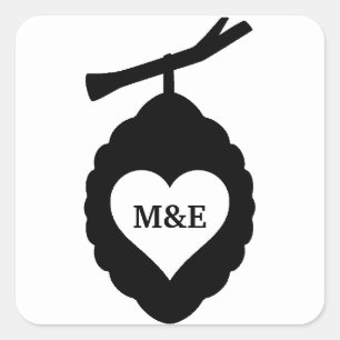 Sticker Carré Avec cœur en nid d'abeille biologique initiale per